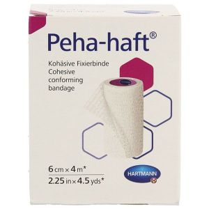 PEHA - HAFT LATEX FREE Bande de fixation élastique et cohésive, 4 m à l'étirage x 6 cm (ref. 932442), unité
