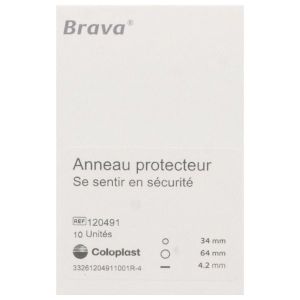 BRAVA ANNEAU PROTECTEUR Anneau protecteur cutané, à usage unique, 34 mm - 64 mm, épaisseur 4,2 mm (ref. 120491), bt 10