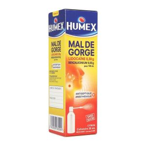 Humex Mal De Gorge Collutoire Flacon Pressurise 1 Flacon(S) Aluminium Verni Pressurise(E)(S) De 35 Ml Avec Tube(S) Plongeur(S) Polypropylene