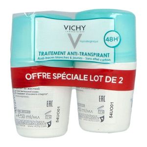 VICHY TRAITEMENT ANTITRANSPIRANT 48 H Roll'on déodorant traitement antitranspirant 48 H, fl 50 ml x 2