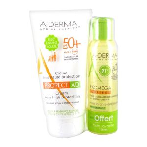 Aderma Protect AD Crème Très Haute Protection SPF 50+ Sans Parfum 150 ml + Exomega Control Huile...