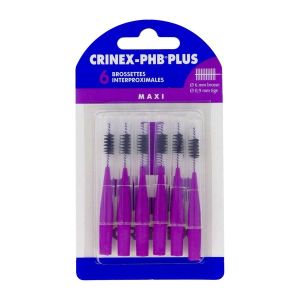 CRINEX - PHB PLUS Brossette interdentaire cylindrique compacte, maxi plus, mauve, blister 6