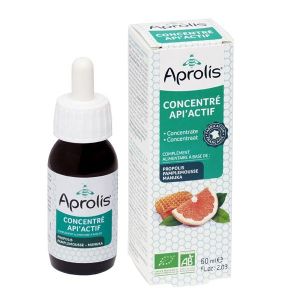 Aprolis - Concentré Api'Actif BIO : extrait pamplemousse, propolis, miel d'eucalyptus - 60 ml