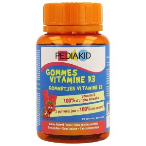 PEDIAKID GOMMES VITAMINE D3 Gomme ourson, complément alimentaire à base de vitamine D3 d'origine naturelle, bt 60
