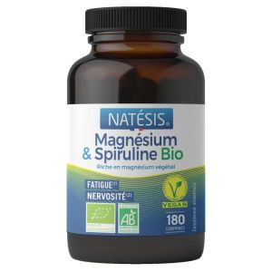 Natesis Magnésium et Spiruline BIO et Vegan - 180 comprimés ( Ex : Spirumag BIO)