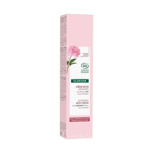 Klorane Pivoine Crème Riche Apaisante Bio Visage peaux sensibles et sèches 40 ml