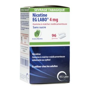 NICOTINE EG LABO MENTHE 4 MG SANS SUCRE Gomme à mâcher 4 mg, boîte 96