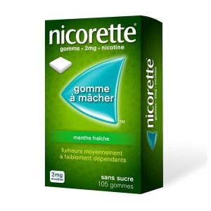 Nicorette Menthe Fraiche 2 Mg Sans Sucre (Nicotine) Gommes A Macher Medicamenteuses Edulcorees Au Xylitol Et A L'Acesulfame Potassique B/105