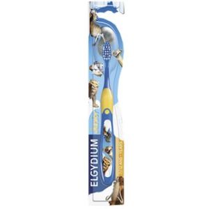 ELGYDIUM JUNIOR Brosse à dents souple pour enfant, 4 rangs, décor splash, unité