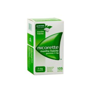 Nicorette Menthe Fraiche 4 Mg Sans Sucre (Nicotine) Gommes A Macher Medicamenteuses Edulcorees Au Xylitol Et A L'Acesulfame Potassique B/105