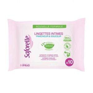 SAFORELLE Lingettes intimes fraicheur & douceur x10