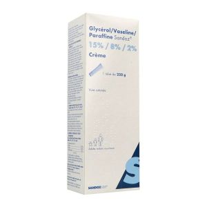 Glycerol/Vaseline/Paraffine Sandoz 15% 8% 2% Creme 250 G En Tube