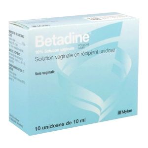 BETADINE Solution vaginale en récipient unidose 10 %, boîte 10 récipients unidoses 10 ml
