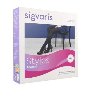 SIGVARIS 2 STYLES OPAQUE PLUS Bas cuisse médical de compression autofixant classe 2, femme, cuisse forte, noir, long, Xlarge (ref. 301570), paire