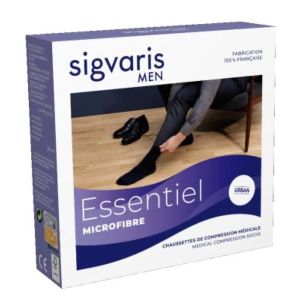 Sigvaris Homme Essentiel Microfibre Classe 2 Chaussette Noir Extra Small Long 2