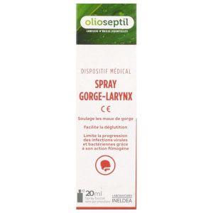 OLIOSEPTIL SPRAY GORGE LARYNX Spray buccal, dispositif médical pour le mal de gorge, spray 20 ml