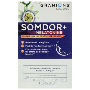 Granions® somdor+ mélatonine boite de 15 comprimés