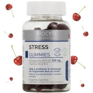 BIOCYTE STRESS GUMMIES Gummy, complément alimentaire à base plantes et vitamines, Pot 60