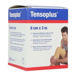TENSOPLUS Bande de contention cohésive, force 2, élastique 1 sens, chair 3 m x 8 cm (ref. 445250C), unité