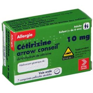 CETIRIZINE ARROW GENERIQUES 10 mg comprimé pelliculé sécable B/7