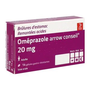 OMEPRAZOLE ARROW CONSEIL Gélule gastrorésistante 20 mg, boîte 14