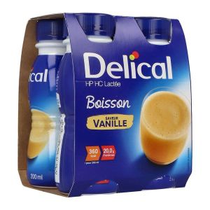 DELICAL BOISSON LACTEE HP HC Denrée alimentaire destinée à des fins médicales spéciales, vanille, 200 ml x 4