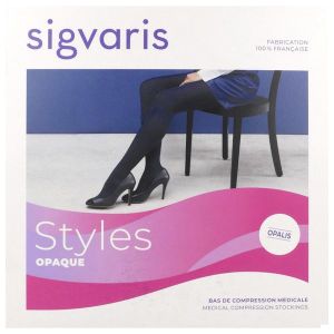Sigvaris Styles Opaque Classe 2 Bas Autofixant Noir Large Long Plus 2