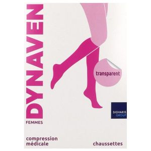 DYNAVEN 2 TRANSPARENT Chaussette médicale de compression classe 2, pour femme, beige bronzé, normal, large (ref. 303396), paire