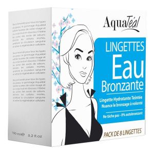 Aquateal - Lingettes eau bronzante - pack 8 lingettes