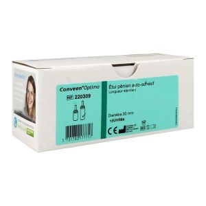 CONVEEN OPTIMA SANS LATEX 30MM Conveen® Optima - Boîte de 15 étuis péniens en polysiloxane - coques individuelles - diamètre 30 mm Référence: 220309