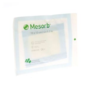 MESORB Pansement absorbant, non tissé, stérile, non adhérent à la plaie, 10 cm x 10 cm (ref. 677080), bt 10