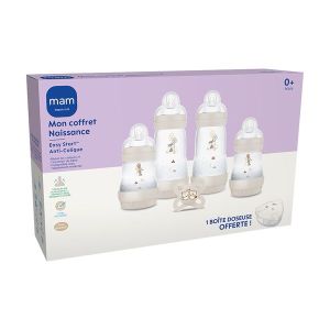 MAM COFFRET NAISSANCE COLORIS 1 (4 BIBERONS 1 SUCETTE 1 BOITE DOSEUSE DE LAIT ) 1
