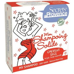 Shampoing solide à l'argile rouge sans sulfate BIO cheveux secs - étui carton 85 g