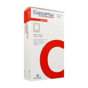 CONVAMAX SUPERABSORBANT ADHESIF Pansement hydrocellulaire superabsorbant adhésif, stérile, 10 cm X 20 cm, bt 10