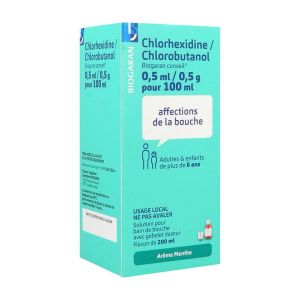 Chlorhexidine/Chlorobutanol Biogaran Conseil 0,5 Ml/0,5 G Pour 100 Ml Solution Pour Bain De Bouche En Flacon B/200