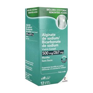 Alginate De Sodium / Bicarbonate De Sodium Viatris Conseil 500 Mg/267 Mg Menthe Sans Sucre B/12