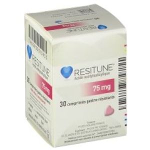 RESITUNE 75 mg (acide acétylsalicylique) comprimés gastro-résistants en flacon B/30