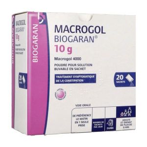 MACROGOL BIOGARAN Poudre pour solution buvable 10 g, boîte 20 sachets