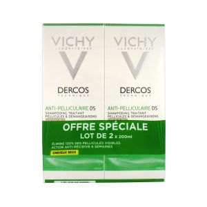 Vichy Dercos Shampoing Traitant Anti-Pelliculaire Cheveux Secs Lot de 2 x 200 ml