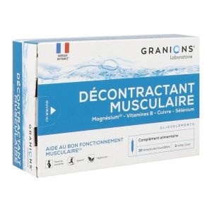 GRANIONS DECONTRACTANT MUSCULAIRE Ampoule, complément alimentaire à base d'oligoéléments, vitamines et minéraux, bt 30