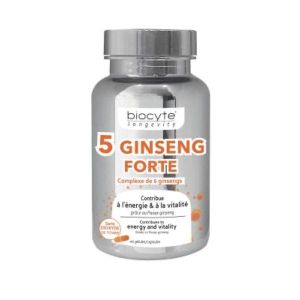 BIOCYTE 5 GINSENG FORTE Gélule, complément alimentaire à base d'extraits de ginseng, pilulier 40