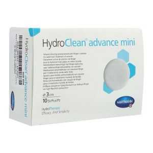 HYDROCLEAN ADVANCE MINI Pansement hydrogel irrigoabsorbant rond, prêt à l'emploi, bt 10