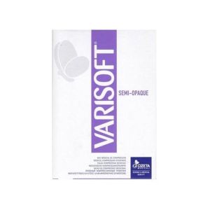 VARISOFT 2 SEMI OPAQUE Bas cuisse médical de compression, antiglisse, classe 2, pour femme, poudré, court taille 4, paire