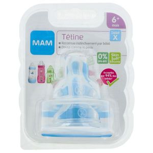 MAM TETINE Tétine plate en silicone, débit X, blister 2