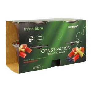 NUTRISENS TRANSIFIBRE Denrée alimentaire destinée à des fins médicales spéciales, rhubarbe - cassis, 125 g x 4