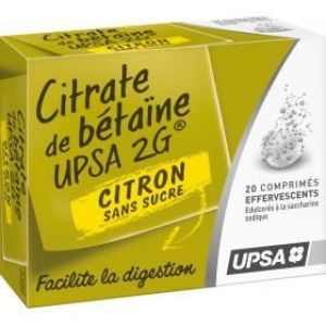 CITRATE DE BETAINE CITRON UPSA 2 g SANS SUCRE comprimé effervescent édulcoré à la saccharine sodique