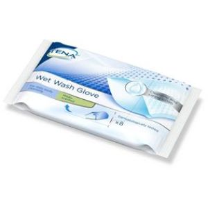 TENA WET WASH GLOVE GANT DE TOILETTE A USAGE UNIQUE SACHET DE 8