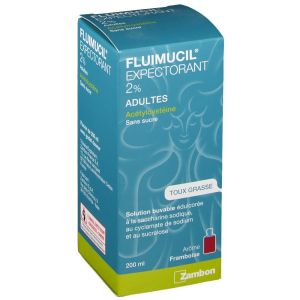 Fluimucil Expectorant Acetylcysteine 2 % Adultes Sans Sucre 1 Flacon(S) En Verre Brun De 200 Ml Avec Gobelet Doseur Polypropylene