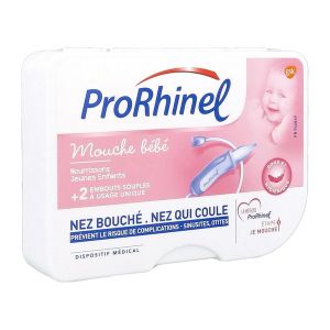 PRORHINEL MOUCHE-BEBE Mouche-bébé par aspiration, ergonomique, complet avec embout nasal jetable, unité