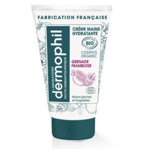 DERMOPHIL PHYTO DERMATOLOGIQUE CREME MAINS HYDRATANTE BIO Crème hydratante bio pour les mains, parfum grenade - framboise, tube 50 ml
